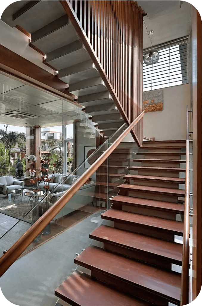 Modern wooden staircase