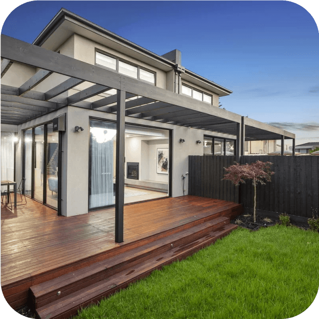 House exterior with a wooden deck